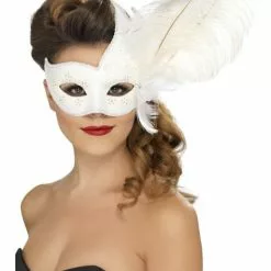 Hvid Venetiansk Øjenmaske Til Kvinder