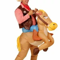 Cowboykostume Med Oppustelig Hest Til Mænd -kulturer og traditioner Butik cowboykostume med oppustelig hest til mnd 1