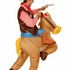 Cowboykostume Med Oppustelig Hest Til Mænd -kulturer og traditioner Butik cowboykostume med oppustelig hest til mnd 3