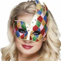 Flerfarvet Venetiansk Øjenmaske