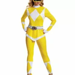 Gul Power Ranger Kostume Til Voksne - Power Rangers Mighty Morphin