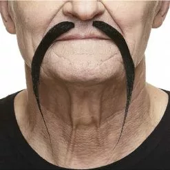 Tyndt Sort Overskæg Peget Nedad Med Deling I Midten