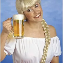 Lang Blond Paryk Med Fletning Til Kvinder